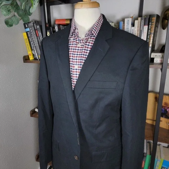 J.Crew THOMPSON Men's Sport Coat Blazer Two Button‎ Black cotton Size 46R NEW